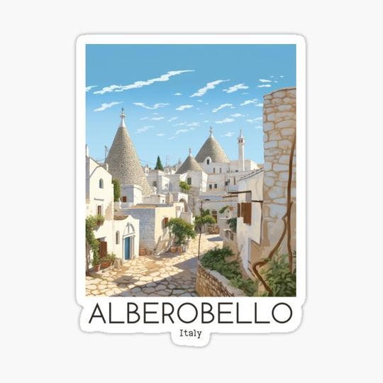 Discover A Vintage Travel Illustration of Alberobello - Italy