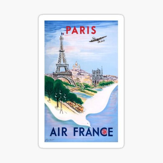 Discover 1950 Air France Paris Travel Poster