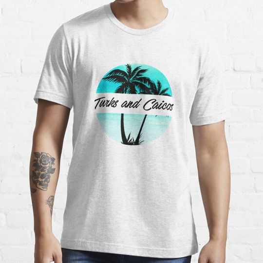 Discover Turks and Caicos Caribbean Palm Trees Souvenir Vacation Travel Design