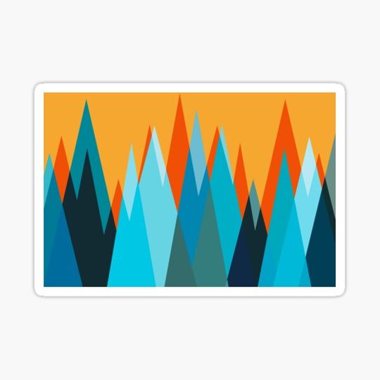 Discover Ice mountain peaks, captivating sunset, geometric landscape design