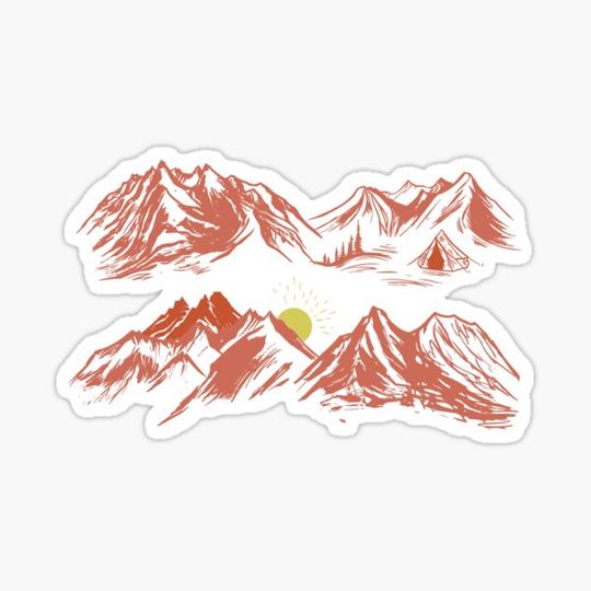 Discover Red mountains, simple lines