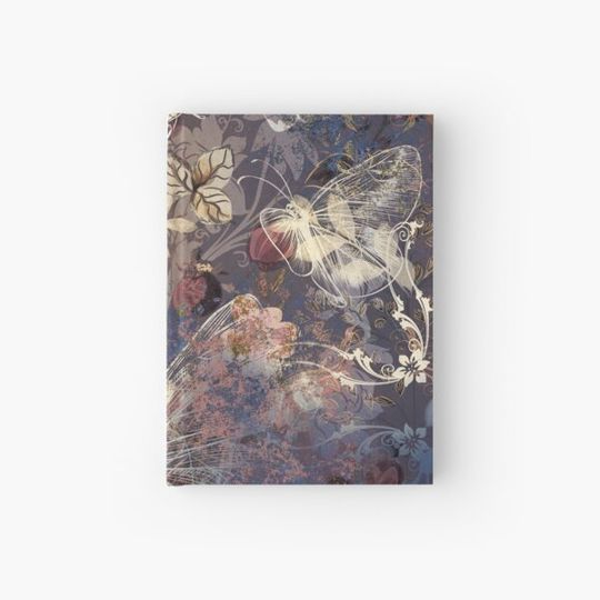 Discover Burnt orange, dusty lavender, and denim blue distressed butterfly pattern