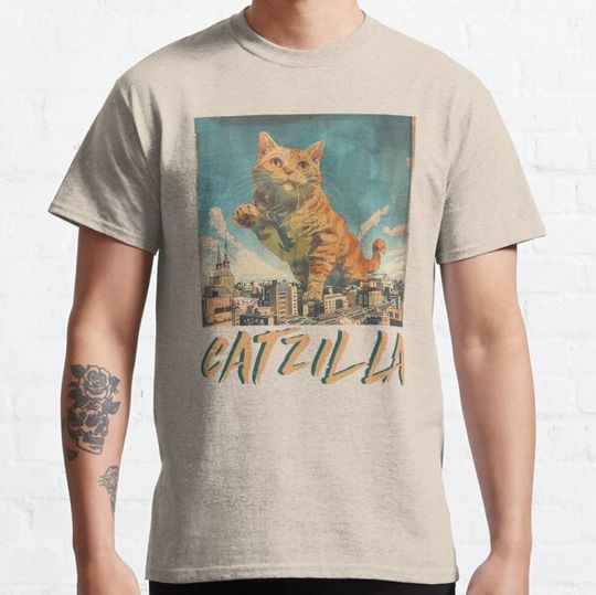 Discover Catzilla Vintage Japanese style funny cat art