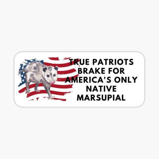 Discover Possum Sticker - I brake for America's only native marsupial - Funny Opossum Weather Resistant Bumper Sticker - I brake for possums