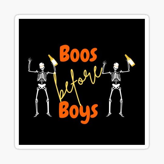 Discover Boos Before Boys Black Background with Skeletons
