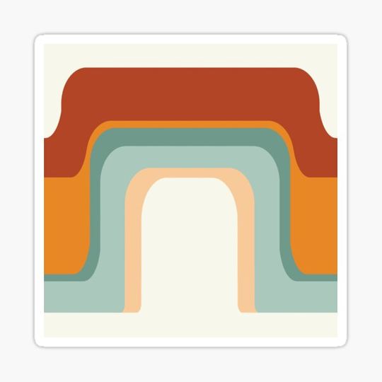 Discover Mid-Century Modern Rainbow Rust Orange Sage Mint Boho