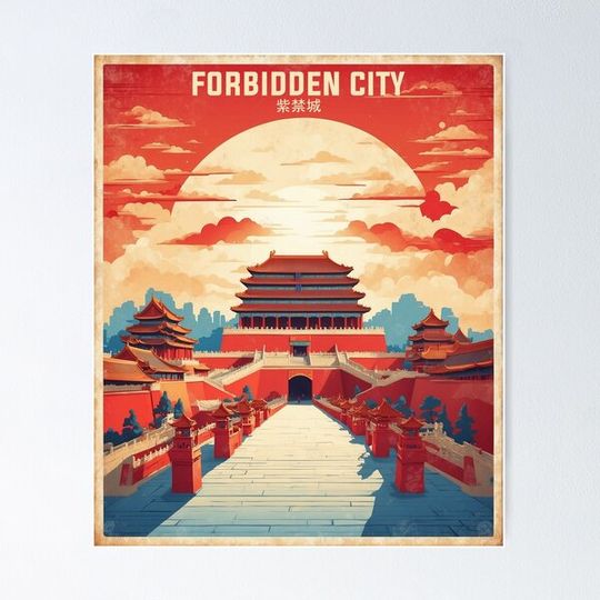 Discover The Forbidden City China Sunset Vintage Travel Tourism