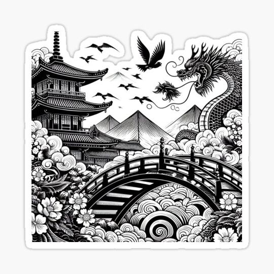 Discover Japanese scenery with Dragon, Black Art