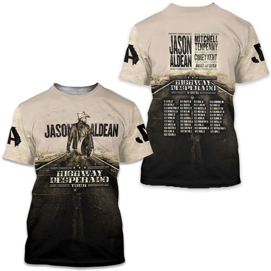 Discover Jason Aldean Highway Desperado Tour 2023 3D Print T-shirt
