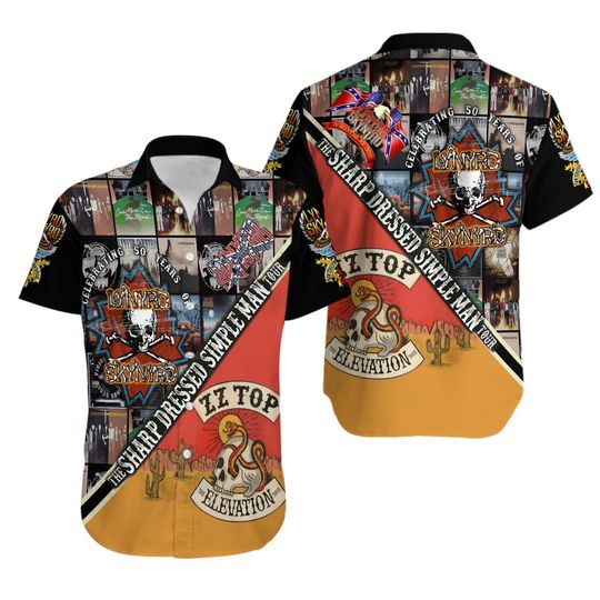 Discover Lynyrd Skynyrd ZZ Top The Sharp Dressed Simple Man 2024 Tour Hawaiian Shirt