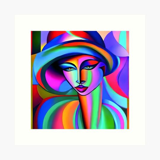 Discover Abstract Woman Face Portrait art print
