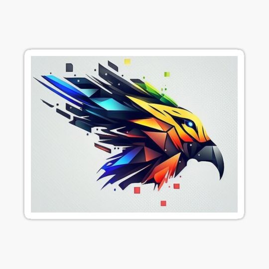 Discover Technicolor Futuristic Hawk Illustration #2