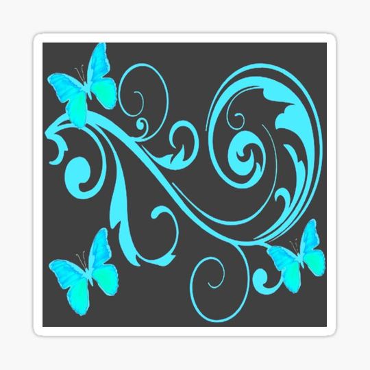Discover NEON BLUE BUTTERFLY SCROLL PATTERN BLUE ART
