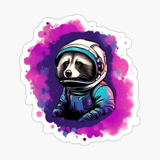 Discover Colorful Astronaut Raccoon in Space