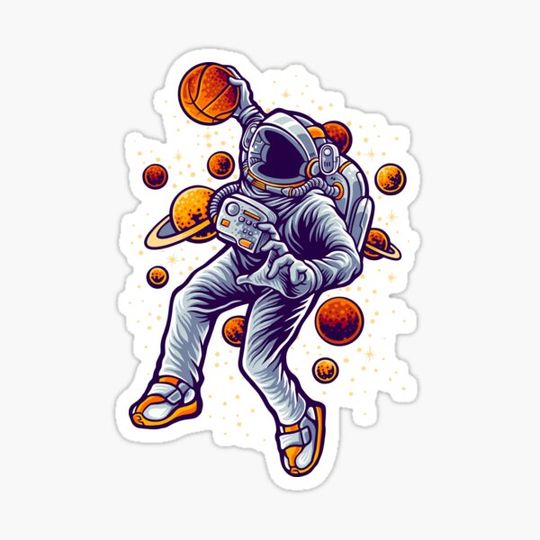 Discover Funny Astronaut playing Basketball in Space