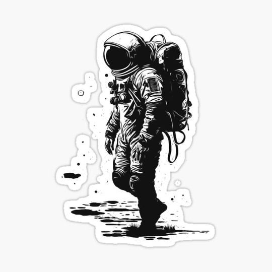 Discover Astronaut Moon Space Universe Planets Black White