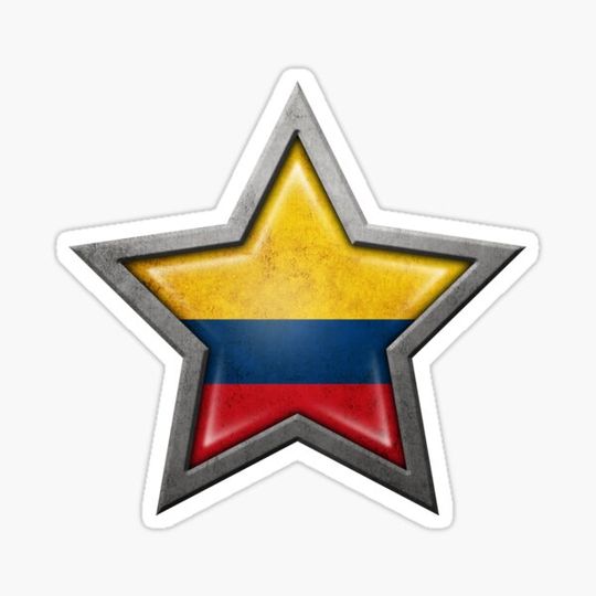 Discover Colombian Flag inside of an Aged and Scratched Star