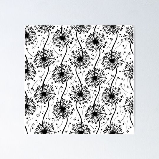 Discover doodle pattern linear drawing of dandelions