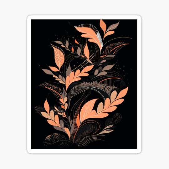 Discover Linear Shape Floral Pattern Black