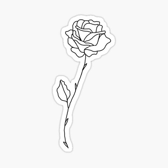Discover Line Art Rose with Thorns