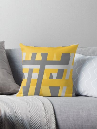 Discover Mustard Grey  Linear Geometric
