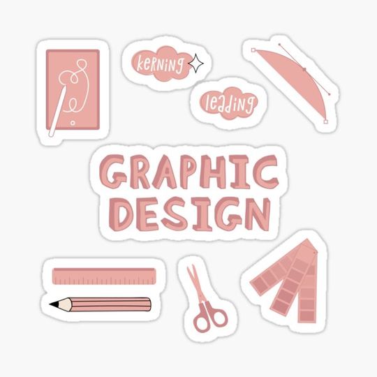 Discover Peach Blush Pink Graphic Design School Subject Sticker Pack