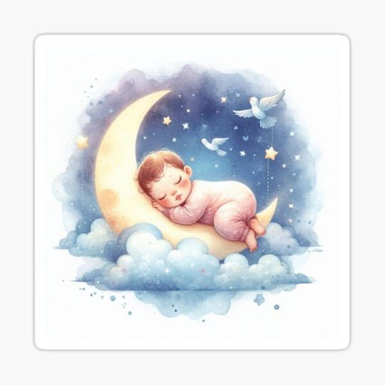 Discover Baby on moon sleeping,