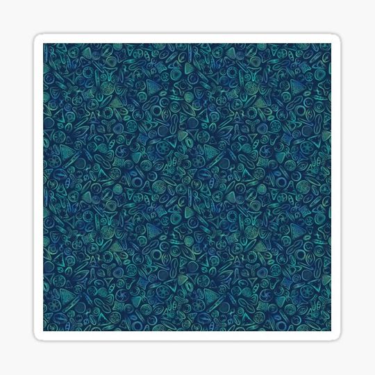 Discover Diatoms in Green and Blue on Navy
