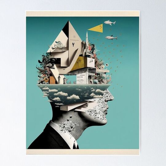 Discover Blow my mind - surreal head printable poster