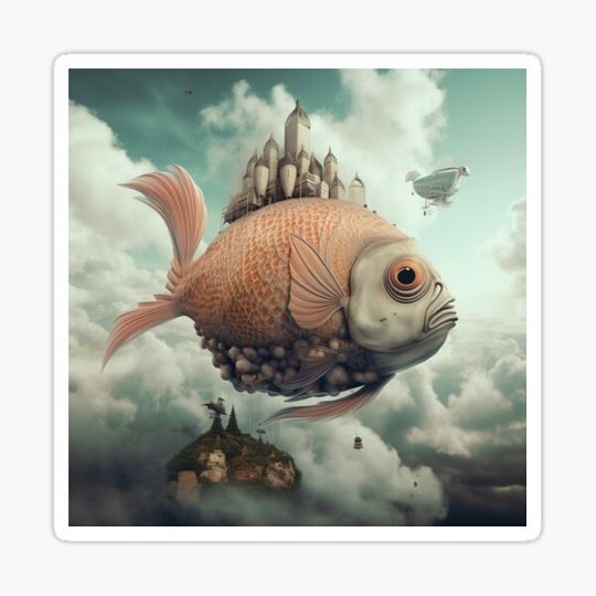 Discover fly to the sky surrealisme print