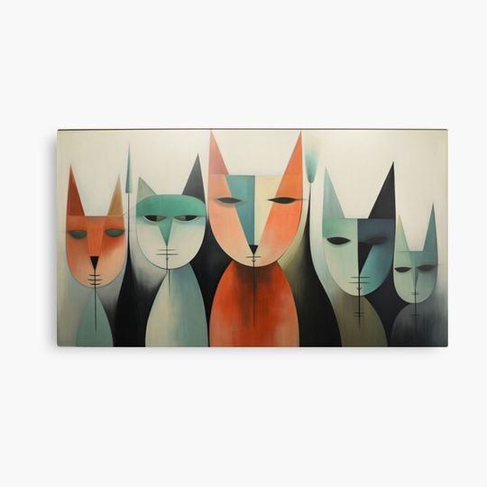 Discover Contemporary Minimalist Abstract Cat Wall Art - An Earthy Modern Feature Piece with Sage Green