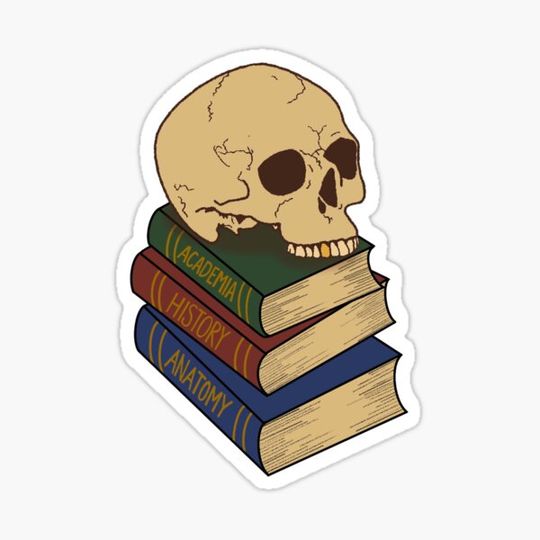 Dark Academia Skull on Stack of Books
