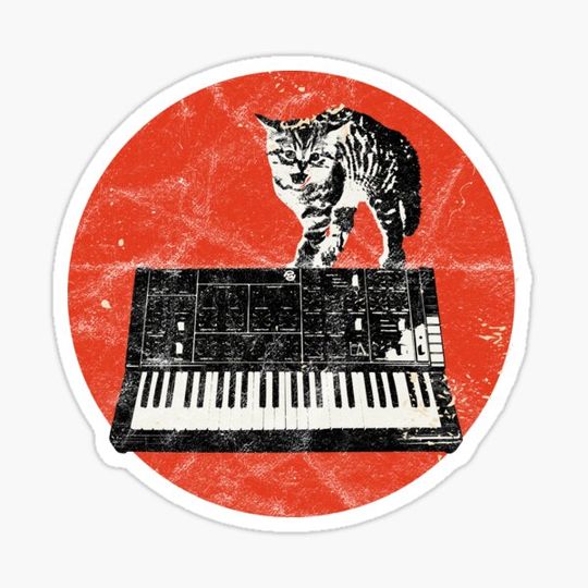 Discover Cat & Vintage Synthesizer - Synth Techno Attack design