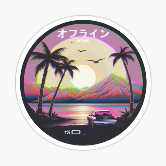 Discover Halftone Synthwave Sticker