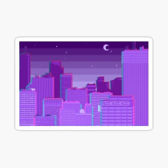 Discover Pixel Cityscape in Purple