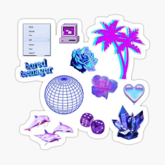 Discover Y2K Purple Vaporwave Aesthetic Design SET