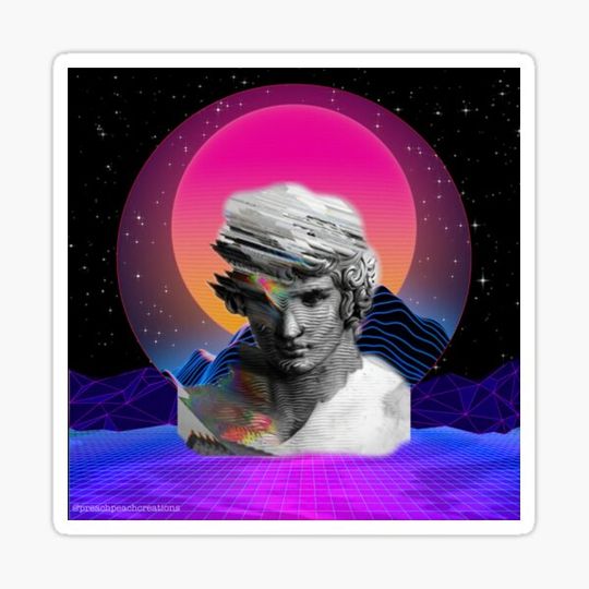 Discover Neon Vaporwave Staute Bust in Space