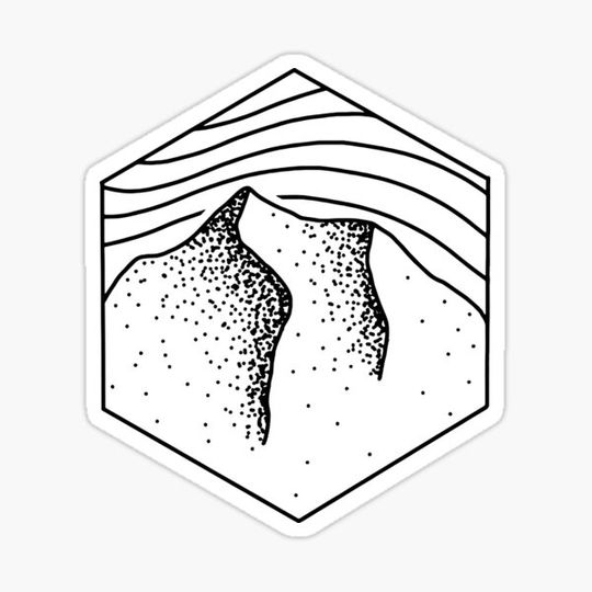 Discover Hexagon Mountain, Landscape Geometric Nature Drawing