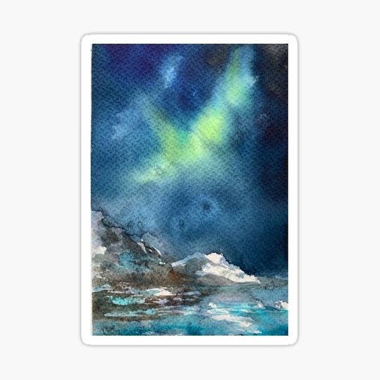 Discover Arctic landscape watercolor illustration