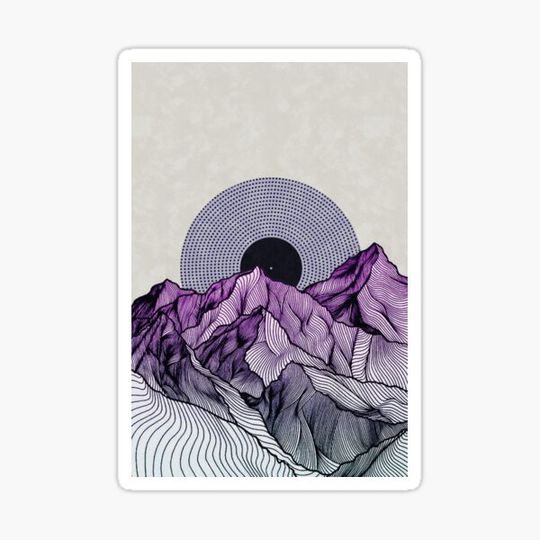 Discover Surreal sunrise behind purple mountains