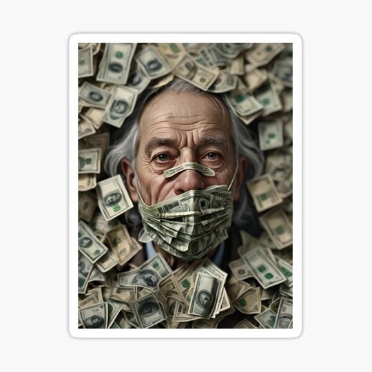 Discover Old Man With Money's Mask On His Mouth