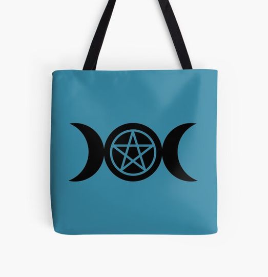Discover Goddess and Pentacle Symbols - Black on Bl Moon