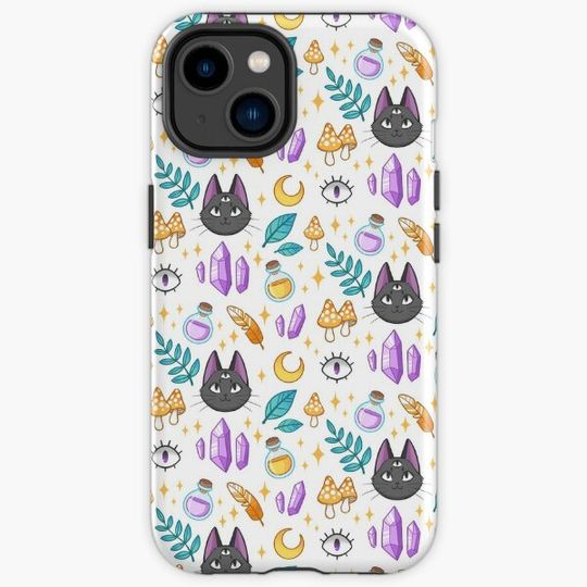 Discover Witchy Cat Pattern White