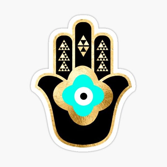 Discover Evil Eye Hamsa Hand turquoise gold foil