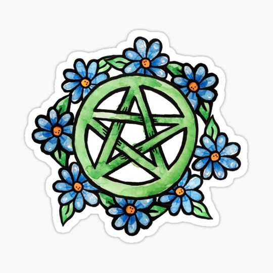 Discover Floral Pentagram Pagan Art