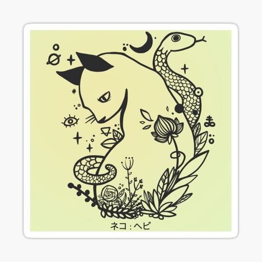 Discover Cat & Snake Line Art