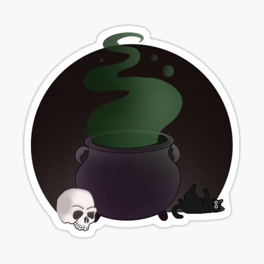 Discover spooky cauldron skull kitty
