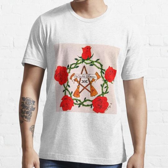 Discover Witch's brew logo with pentagram and roses