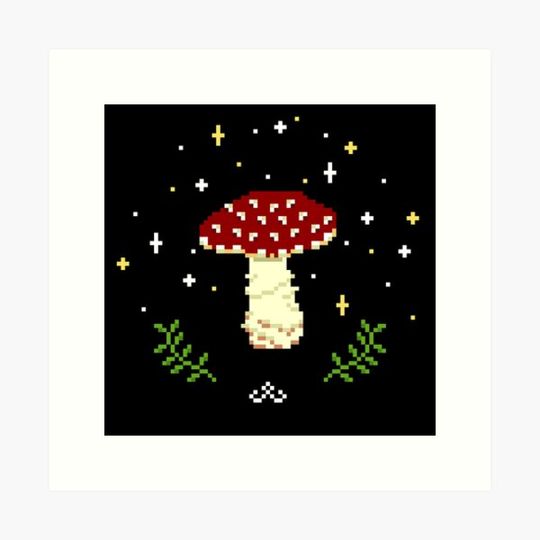 Discover Amanita Mushroom Fly Killer Cottagecore Pixel Art