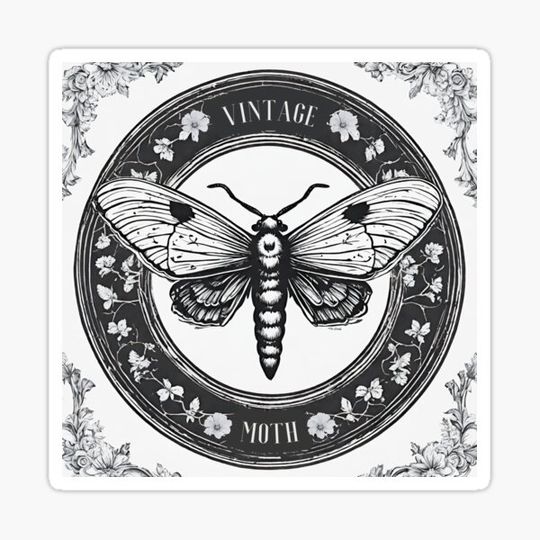 Discover Moth - vintage graphics, black and white